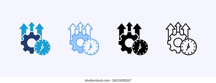 Productivity Boost Icon Set Multiple Style Collection (Aumentar a produtividade: definir coleção de vários estilos)
