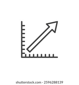 Productivity Boost line icon. linear style sign for mobile concept and web design. A graph with an upward arrow outline vector icon. Increased efficiency symbol, logo illustration. Vector graphics