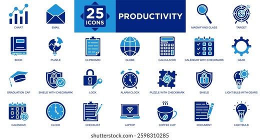 productivity, business, career, technology, office, management icon set. Outline icons collection. Simple vector illustration	