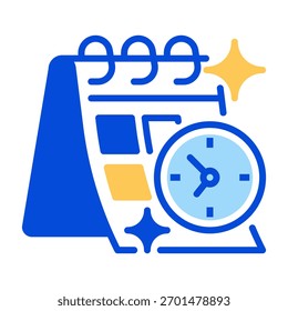 Ícone Linha do Calendário de Produtividade, Símbolo de Estrutura de Tópicos para Programação de Tarefas, Rastreamento de Metas, Planejamento de Tempo, Organização do Workflow e Otimização do Desempenho. Ícone de sinal vetorial.