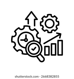 Ilustración vectorial de línea de ícono de comprobación de productividad