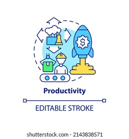 Productivity concept icon. Sustainable land management objective abstract idea thin line illustration. Industrial areas. Isolated outline drawing. Editable stroke. Arial, Myriad Pro-Bold fonts used