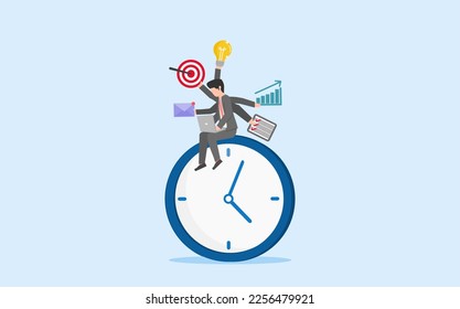 productivity concept. time management. multi tasking. effectivity. time efficiency. deadline. an employee doing a lot of tasks in a time