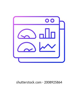 Productivity dashboard gradient linear vector icon. Performance statistics. Report for research. Work monitoring. Thin line color symbols. Modern style pictogram. Vector isolated outline drawing