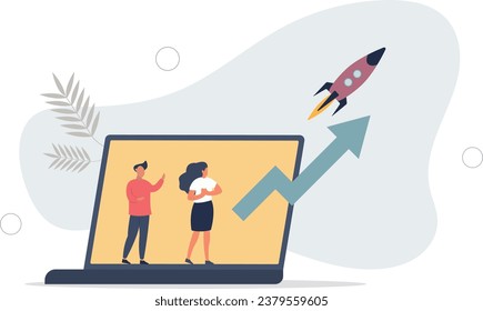 Productividad y trabajo efectivo con desarrollo de resultados. Aumento exitoso de beneficios e impulso empresarial con ganancias.