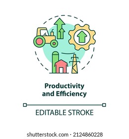 Productivity and efficiency concept icon. RE economic benefits abstract idea thin line illustration. Isolated outline drawing. Editable stroke. Roboto-Medium, Myriad Pro-Bold fonts used