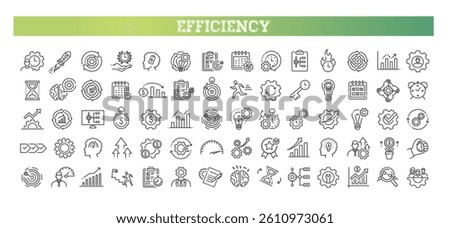 Productivity and efficiency line icons