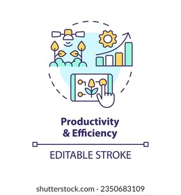 Productivity and efficiency multi color concept icon. Increase performance. Agricultural field. Smart farming. Round shape line illustration. Abstract idea. Graphic design. Easy to use