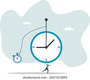 Productividad o eficiencia gastando tiempo para terminar el trabajo, la gestión del tiempo o el equilibrio de la vida laboral.