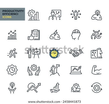 Productivity and Efficiency web icons line style. Collection, business, success, goal, planning, process, performance. Vector illustration. Images produced without the use of any form of AI. software