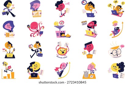 Ilustrações De Produtividade E Foco. Pictograma moderno perfeito em traçado editável.