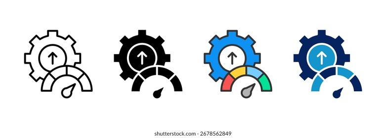 Conjunto de iconos de engranajes de productividad Colección de estilo múltiple