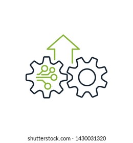 Productivity growth, modernization. Vector linear icon, white background.