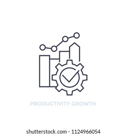 icono de línea vectorial de crecimiento de productividad