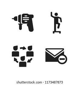 productivity icon. 4 productivity vector icons set. workflow, delete email and steps icons for web and design about productivity theme