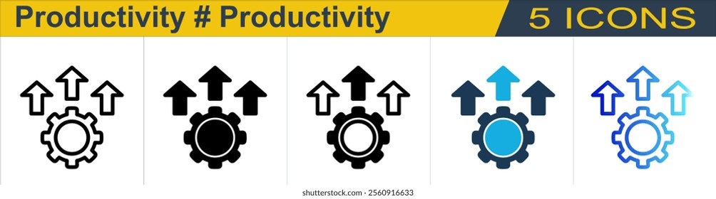 Productivity icon with 5 styles (Outline, Solid, Mixed, Duo Tone and Line Gradient)