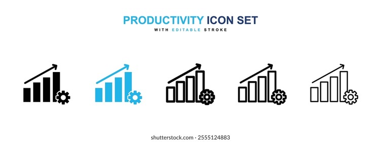 Productivity icon collection in black and blue colors