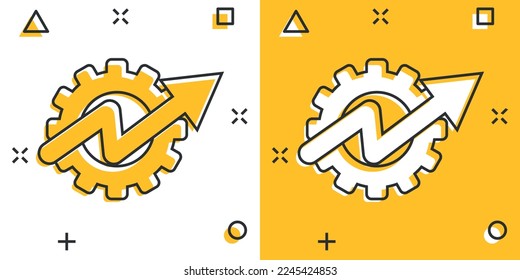 Productivity icon in comic style. Process strategy cartoon vector illustration on isolated background. Seo analytics splash effect sign business concept.