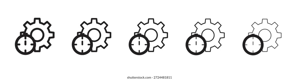 Productivity icon design in thin editable stroke style for graphic work