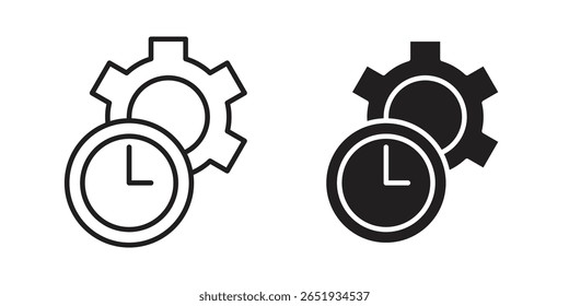 Productivity icon. Flat and stroke versions. Graphic elements.