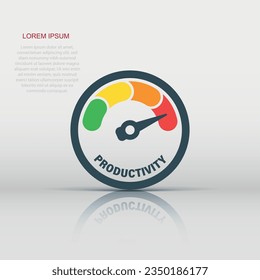 Productivity icon in flat style. Process strategy vector illustration on isolated background. Seo analytics sign business concept.