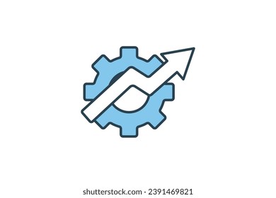 productivity icon. gear with up arrow. flat line icon style. simple vector design editable