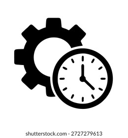 Produktivitätssymbol mit Getriebe und Uhr