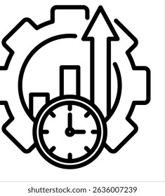 Productivity icon with Gear and Growth Arrow Efficient Work Process 