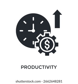 Estilo De Glifo Do Ícone De Produtividade. Ilustração De Vetor Para Design Gráfico