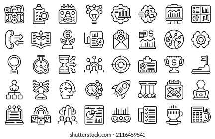 Vector de contorno de icono de productividad. Trabajo de producción. Aumentar el empleado