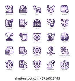 Paquete de iconos de productividad para su Sitio web, móvil, presentación y diseño de logotipos. Diseño básico del color de la línea del icono de la productividad. Ilustración gráfica de Vector y trazo editable.