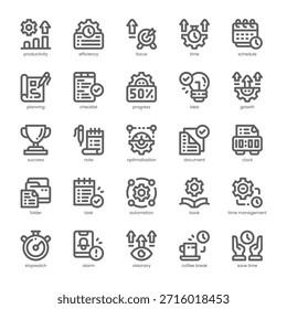 Productivity Icon pack for your website, mobile, presentation, and logo design. Productivity Icon outline design. Vector graphics illustration and editable stroke.