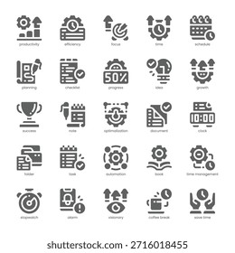 Paquete de iconos de productividad para su Sitio web, móvil, presentación y diseño de logotipos. Icono de productividad de diseño sólido. Ilustración gráfica de Vector y trazo editable.