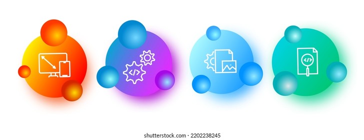 Conjunto de iconos de productividad. Manitor, teléfono, shestirenko, productividad, búsqueda, computadora, negocios. Concepto de productividad. Gradientstyle. Icono de línea de vector para negocios.