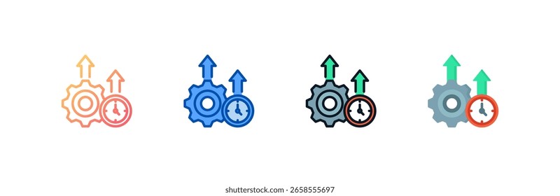 Productivity icon set multiple style collection
