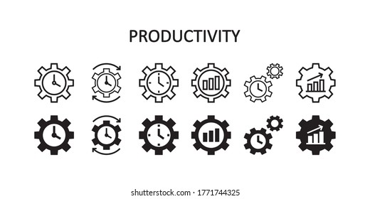 Productivity icon set. Vector graphic illustration. Suitable for website design, logo, app, template, and ui.