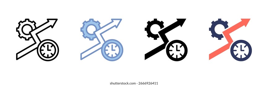 Produktivitäts-Icon-Blatt für mehrere Stilkollektionen