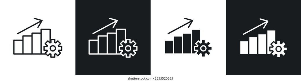 Productivity icon vector collection in black and white.