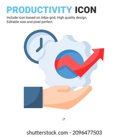 Productivity icon vector with flat color style isolated on white background. Vector illustration progress sign symbol icon concept for business, finance, industry, company, apps, web and project
