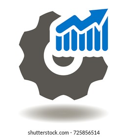Productivity Icon Vector. Gear Chart Illustration. Cogwheel Graph Growth Logo. Success Business Service Symbol.