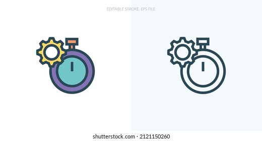 Produktivitätssymbol für Ihre Website, Ihr Logo, Ihre App, Ihre Benutzeroberfläche, Ihr Produktdruck. Produktivitätskonzept flach Silhouette Vektorgrafik Symbol. Set für Bearbeitbare Strichsymbole