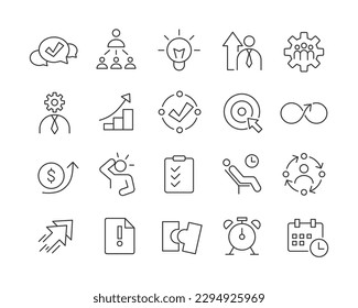 Iconos de productividad - Línea vectorial. Stroke editable.