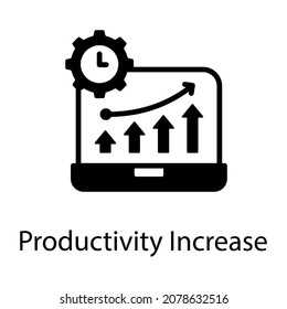 Productivity increase solid style icon, editable vector 