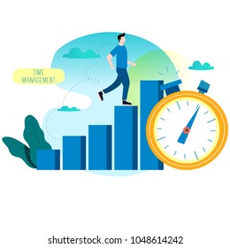 Productivity increase, time management, business optimization, progress planning, efficiency flat vector illustration for mobile and web graphics