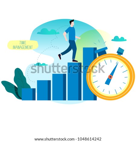 Productivity increase, time management, business optimization, progress planning, efficiency flat vector illustration for mobile and web graphics