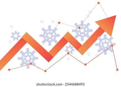 productividad Concepto de inflación Sublevación de la tabla de flechas y hacia abajo hacia el fondo de diseño de Ilustración vectorial de concepto de crisis empresarial