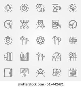Productivity line icons set. Vector time management concept symbols in thin line style