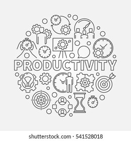 Productivity line round illustration. Vector modern business productivity circular symbol in thin line style