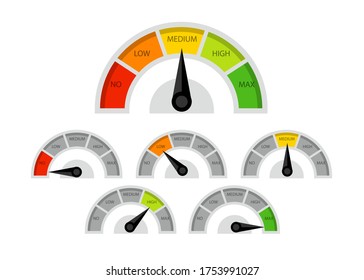 Productivity meter. Diagram of rating. Bar of meter with progress level from red to green . Concept graphic slider infographic. Measuring gauge indicator. Vector illustration EPS10