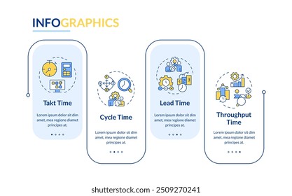 Productivity metrics rectangle infographic vector. Workload management, efficiency. Data visualization with 4 steps. Editable rectangular options chart